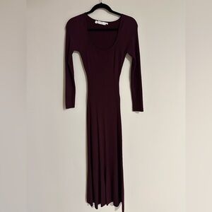 ASTR Burgundy Long Sleeve Dress with Back Cut Out